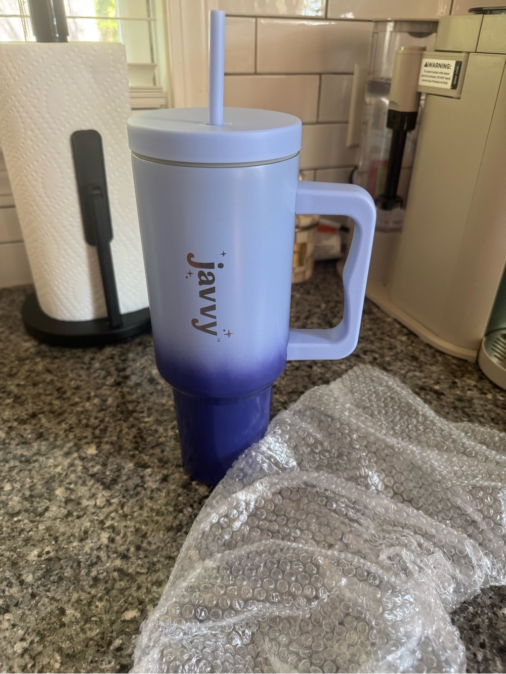 *BRAND NEW* Javvy Lavender Ombre Travel Tumbler with Handle and Straw